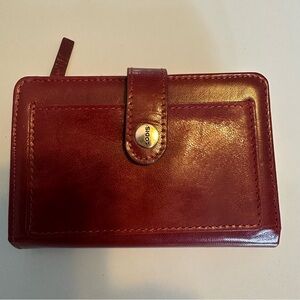 Lodis Red Leather Folding Wallet